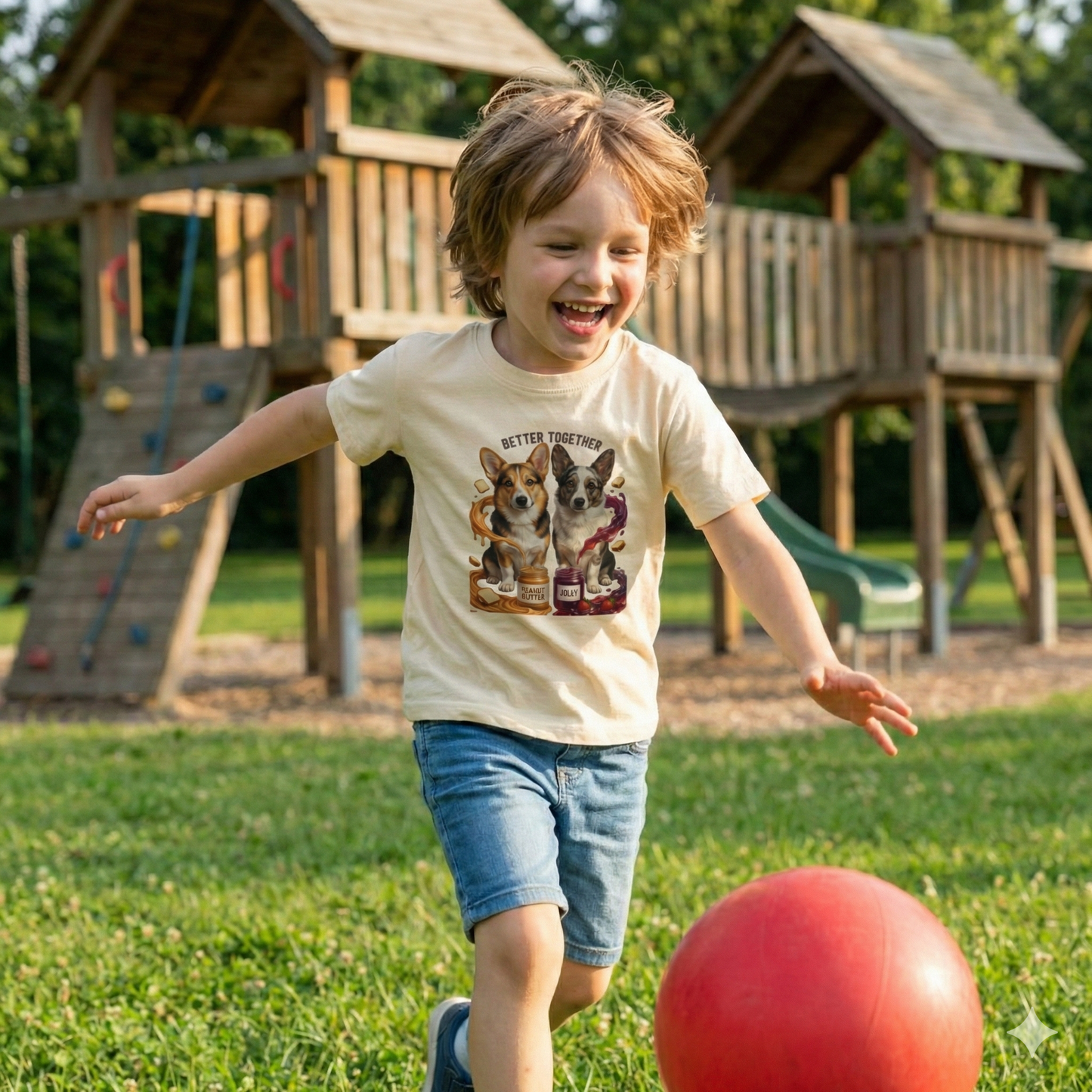 Better Together Corgi Kids T-Shirt - Peanut Butter & Jelly Youth Tee