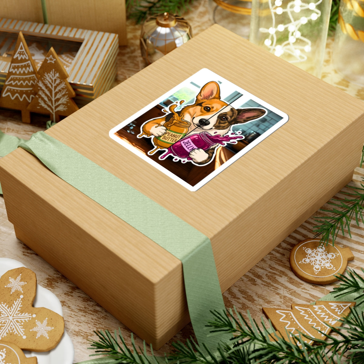 Corgi Peanut Butter & Jelly Kiss-Cut Sticker - Cute Dog Decal