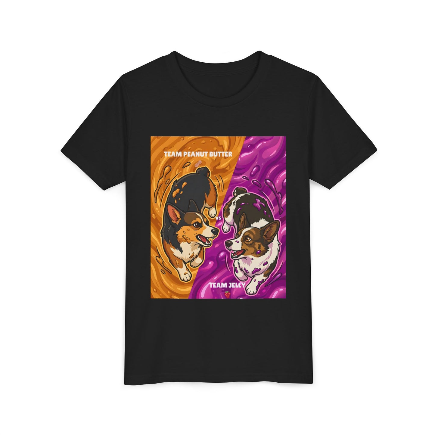 Youth Corgi T-Shirt - Team Peanut Butter vs Team Jelly