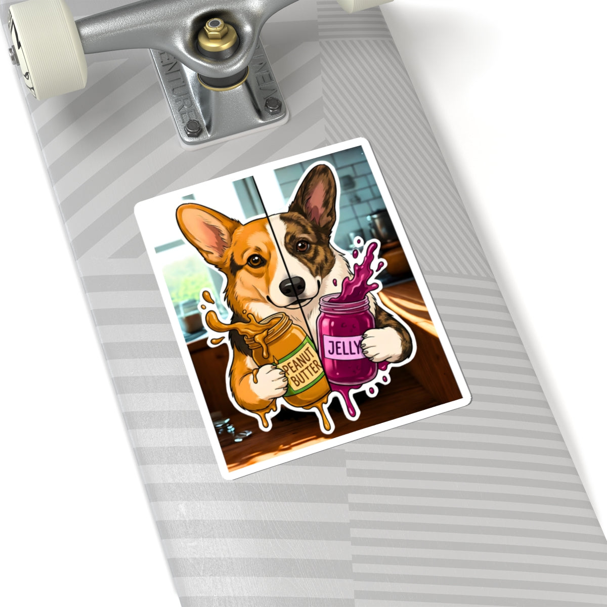 Corgi Peanut Butter & Jelly Kiss-Cut Sticker - Cute Dog Decal