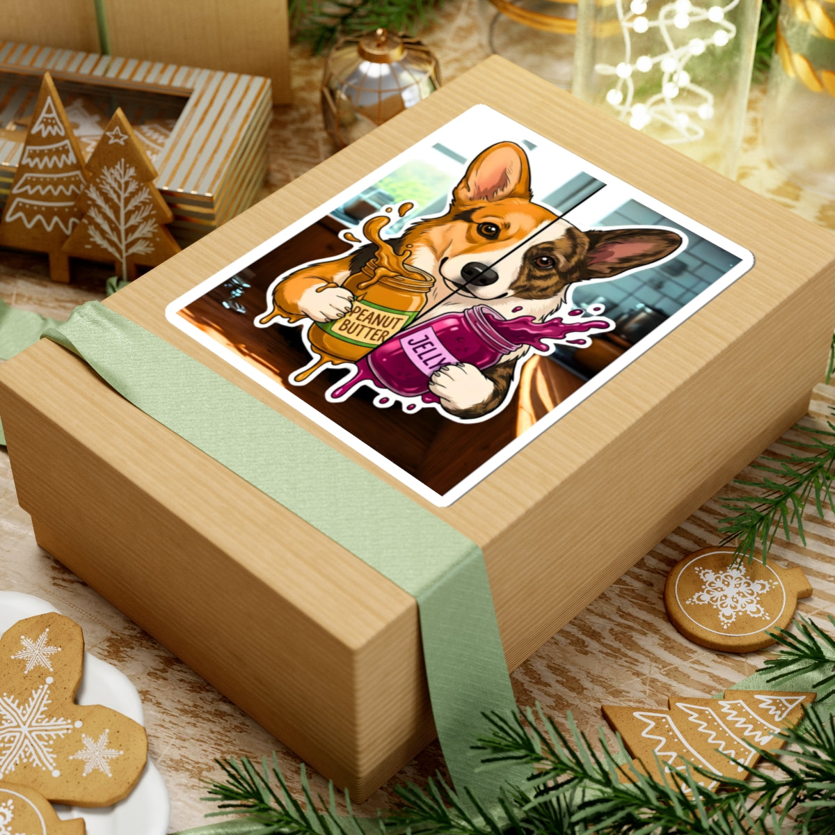 Corgi Peanut Butter & Jelly Kiss-Cut Sticker - Cute Dog Decal