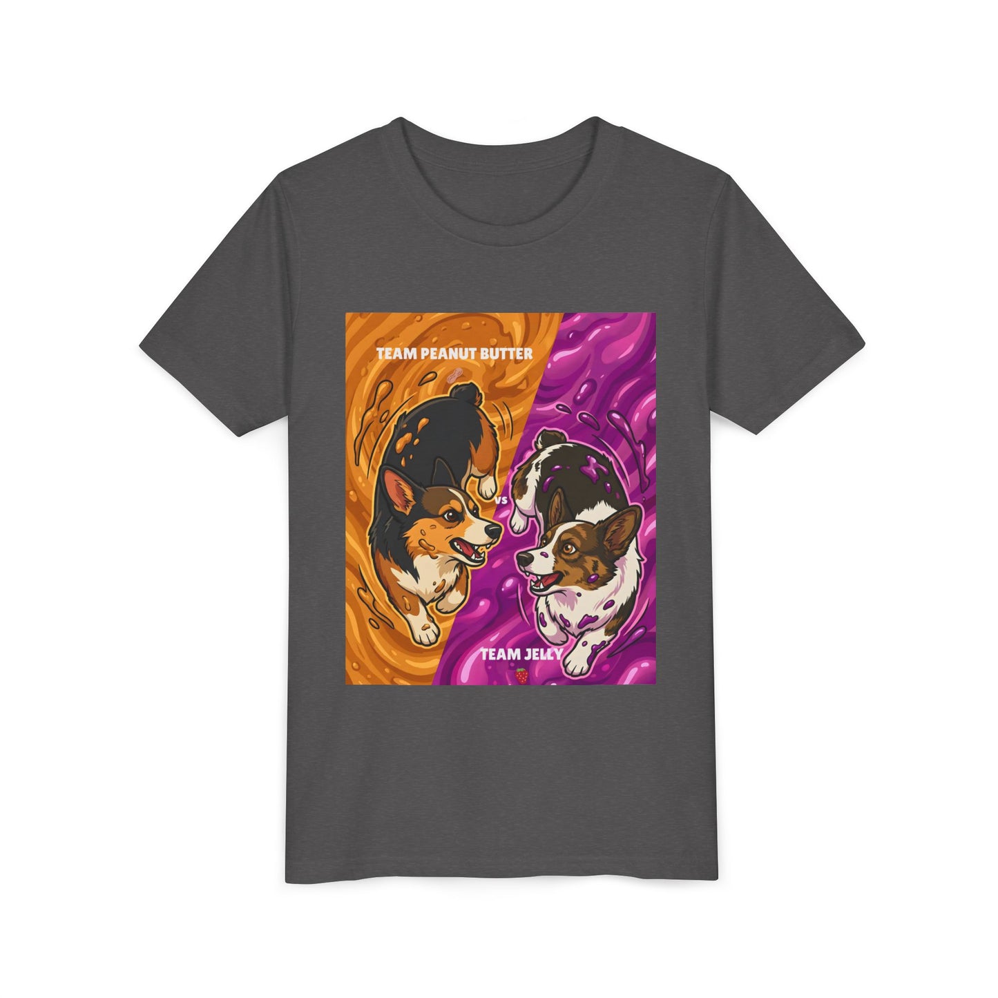 Youth Corgi T-Shirt - Team Peanut Butter vs Team Jelly