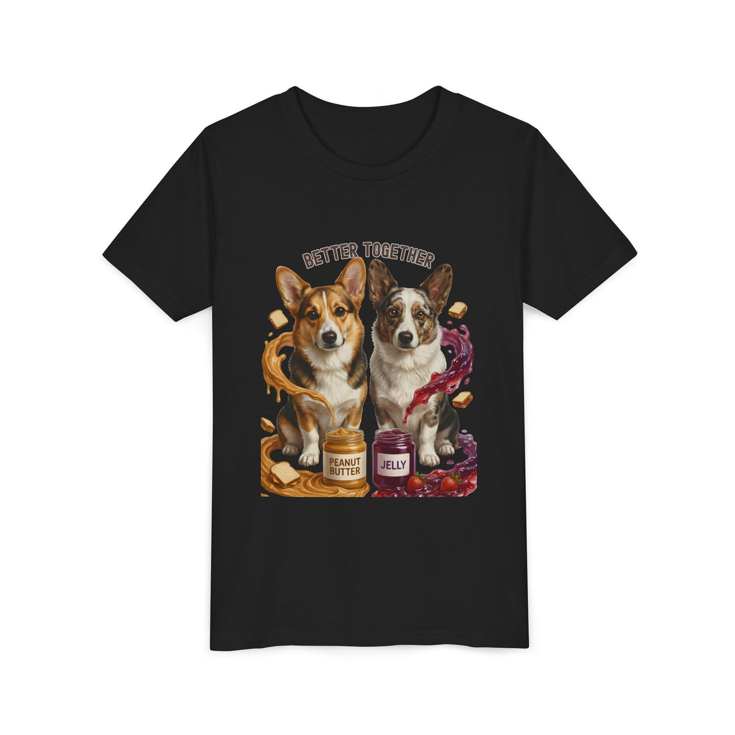 Better Together Corgi Kids T-Shirt - Peanut Butter & Jelly Youth Tee