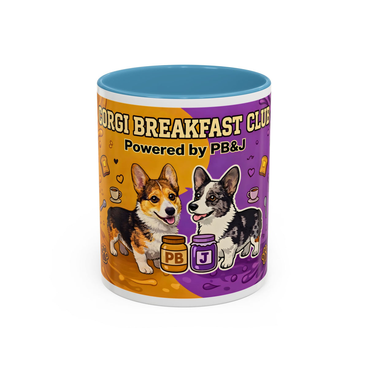 Corgi Coffee Mug - Corgi Breakfast Club PB&J Accent Mug (11oz/15oz)