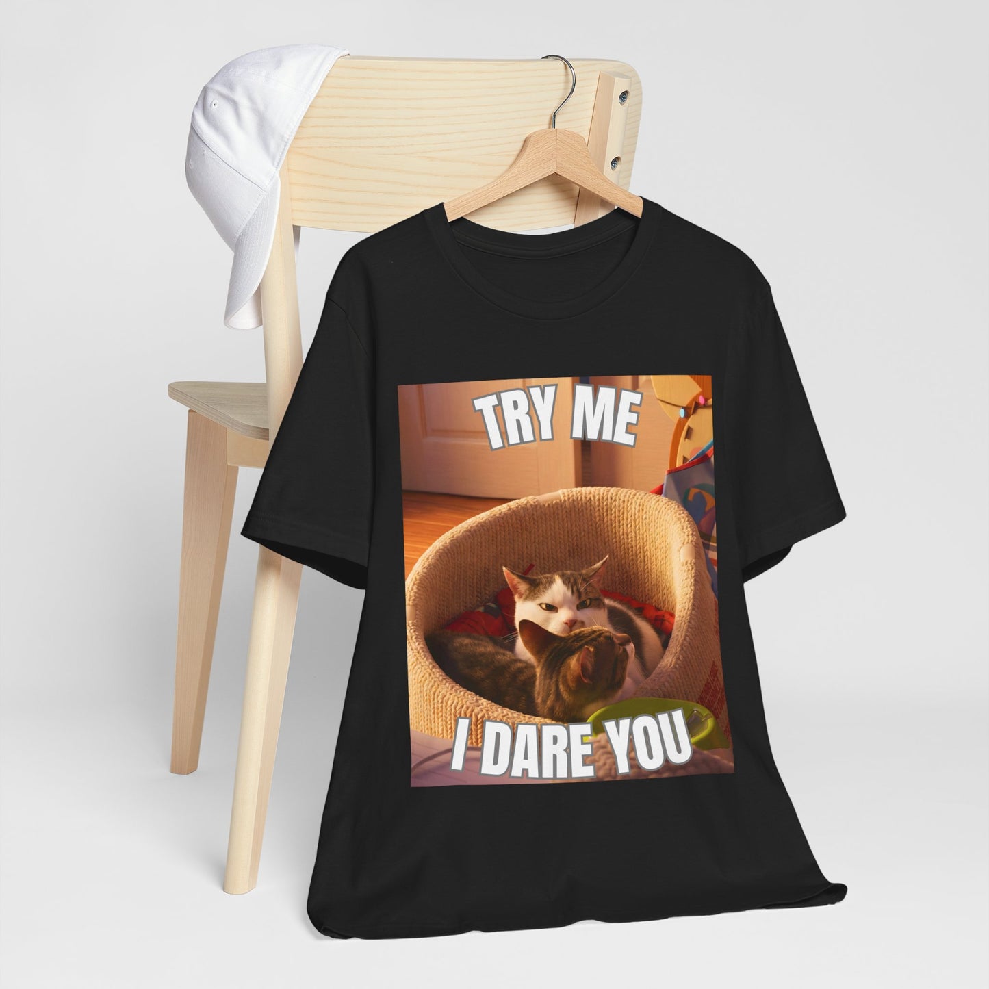 Try Me I Dare You Cat T-Shirt - Funny Angry Cat Meme Tee