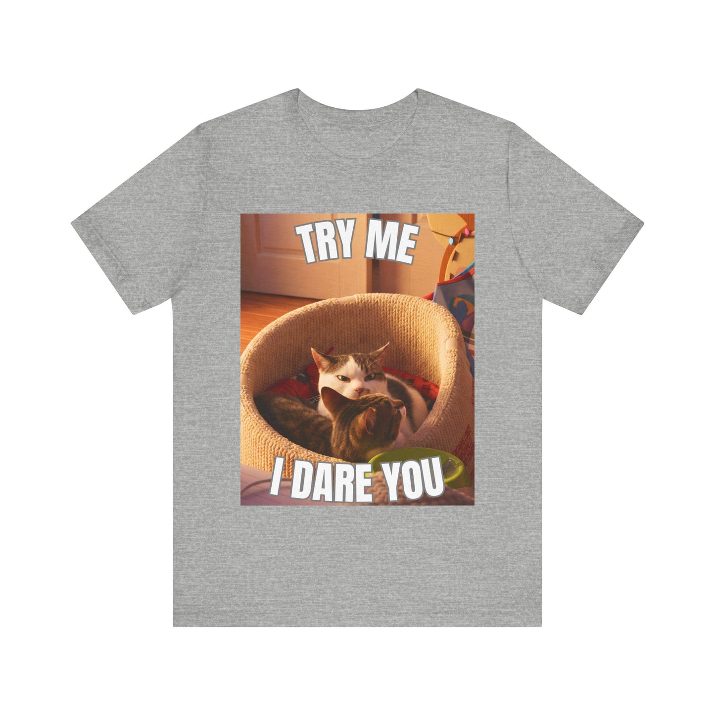 Try Me I Dare You Cat T-Shirt - Funny Angry Cat Meme Tee