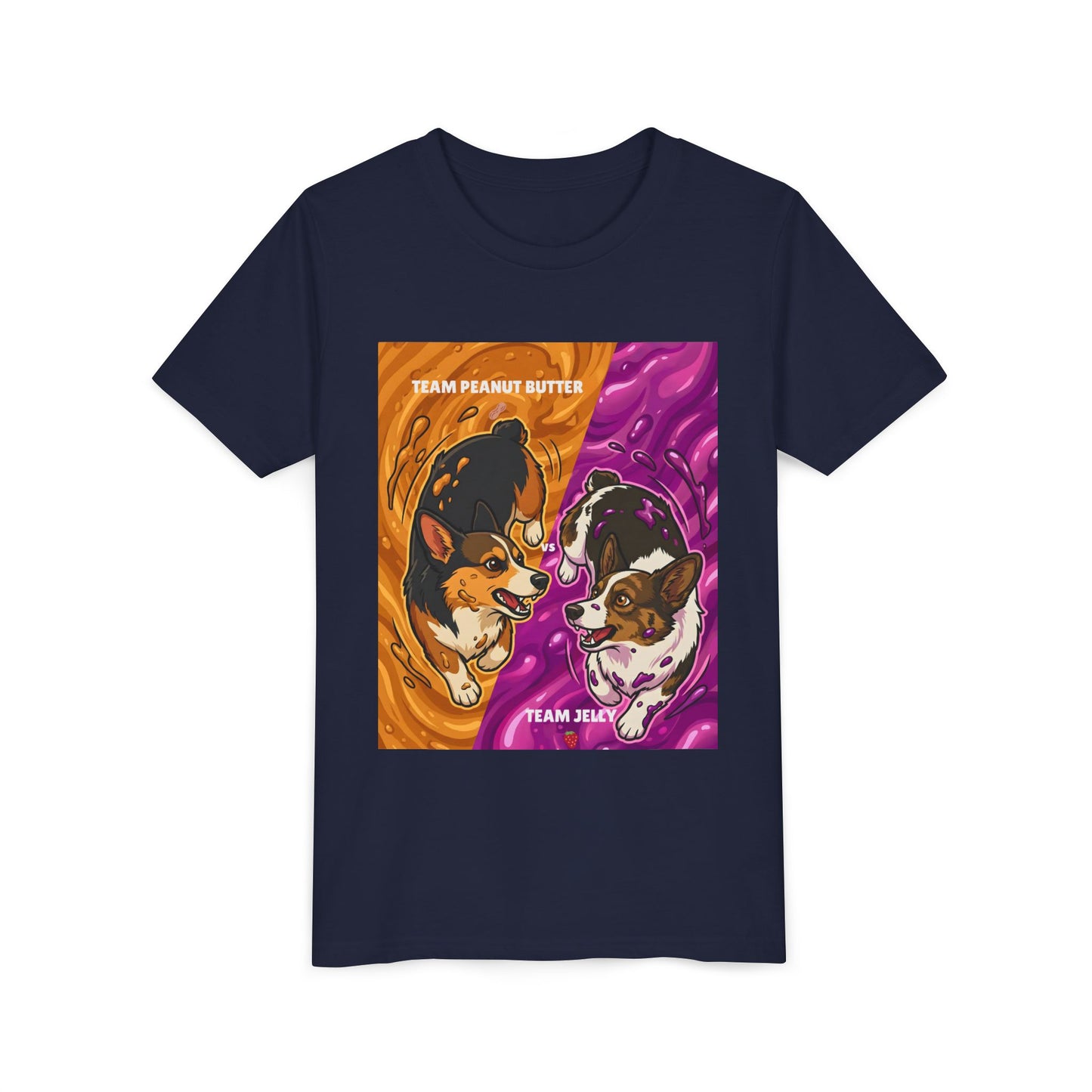 Youth Corgi T-Shirt - Team Peanut Butter vs Team Jelly