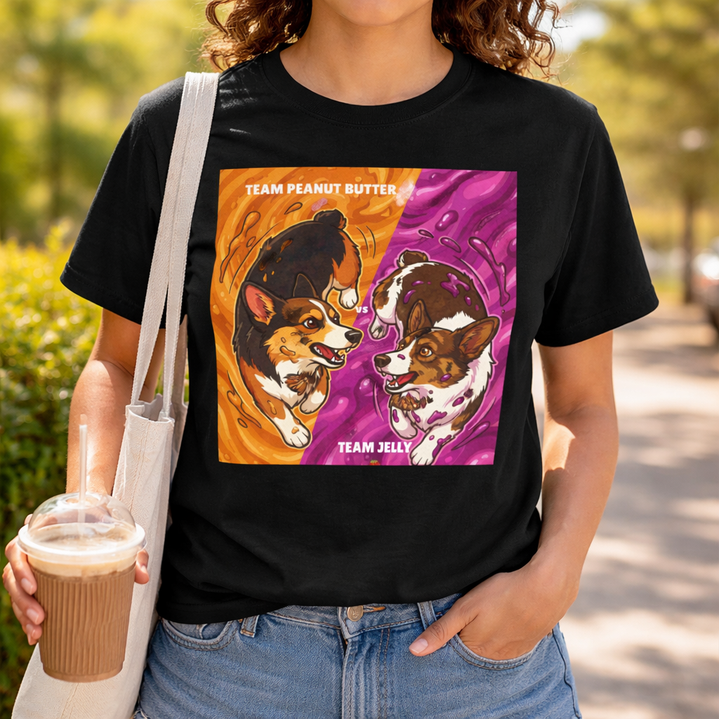 Corgi Graphic Tee - Team Peanut Butter vs Team Jelly