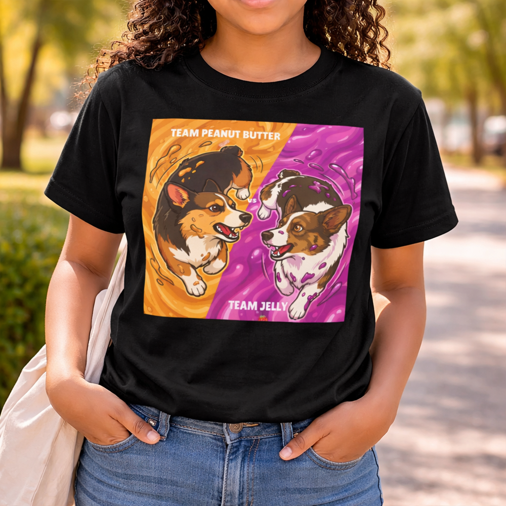 Youth Corgi T-Shirt - Team Peanut Butter vs Team Jelly