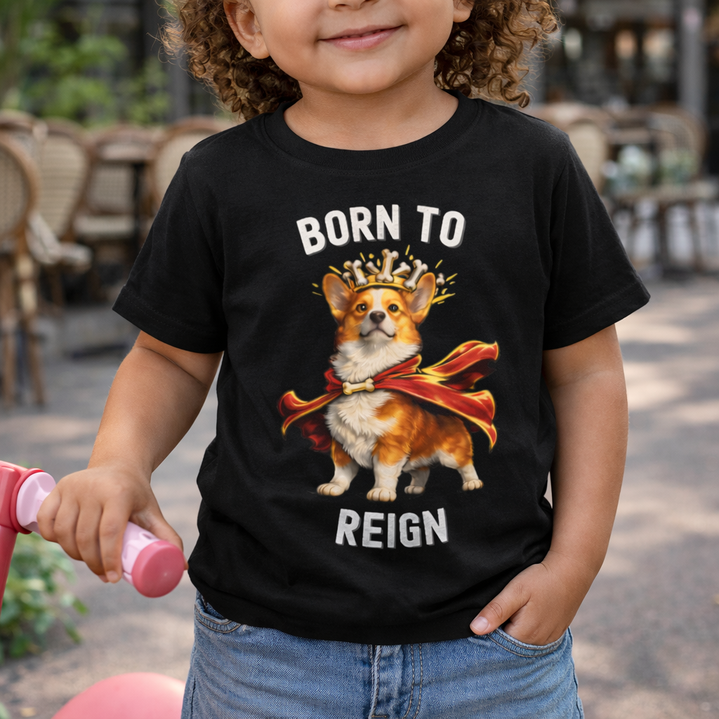 Red and White Pembroke Welsh Corgi Toddler T-Shirt - Born to Reign