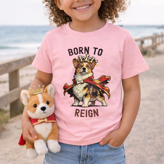 Spotted Tricolor Pembroke Welsh Corgi Toddler T-Shirt - Born to Reign