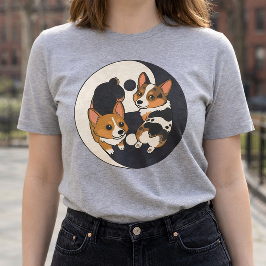 Kawaii Corgi Yin Yang T-Shirt - Peanut Butter & Jelly Tee