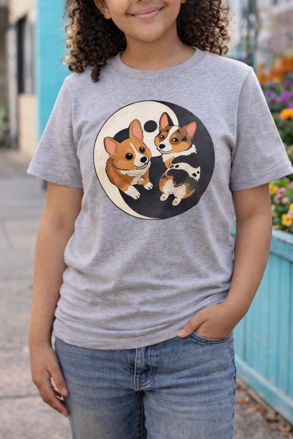 Kawaii Corgi Yin Yang Toddler T-Shirt - Peanut Butter & Jelly