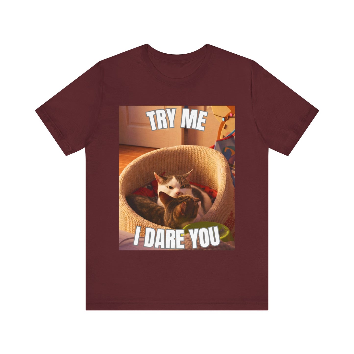 Try Me I Dare You Cat T-Shirt - Funny Angry Cat Meme Tee