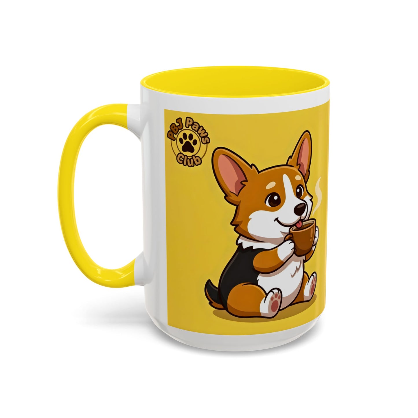 Corgi Coffee Mug - Cute Corgi Holding Coffee Accent Mug (11/15oz)