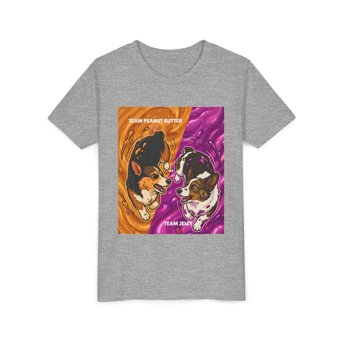 Youth Corgi T-Shirt - Team Peanut Butter vs Team Jelly