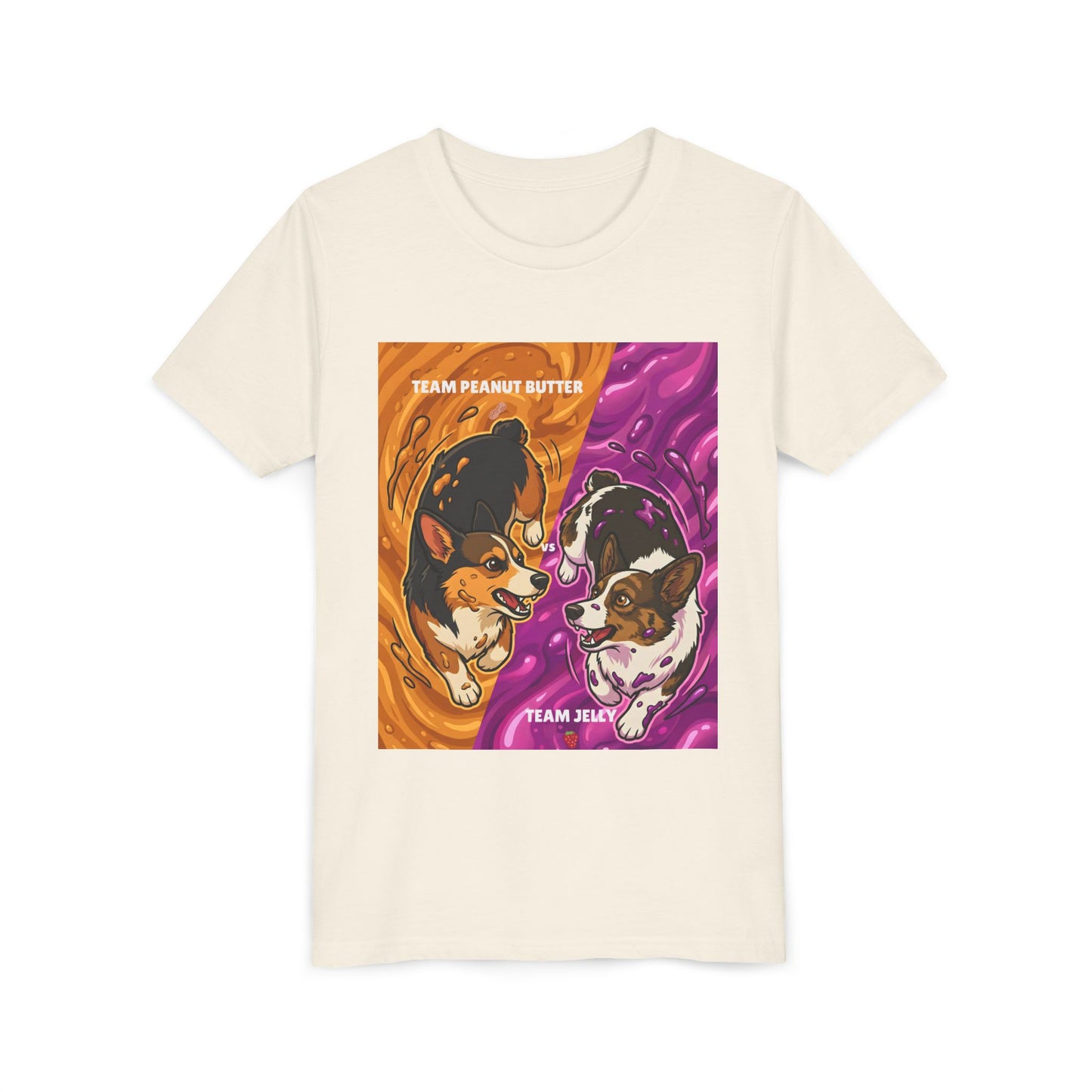 Youth Corgi T-Shirt - Team Peanut Butter vs Team Jelly