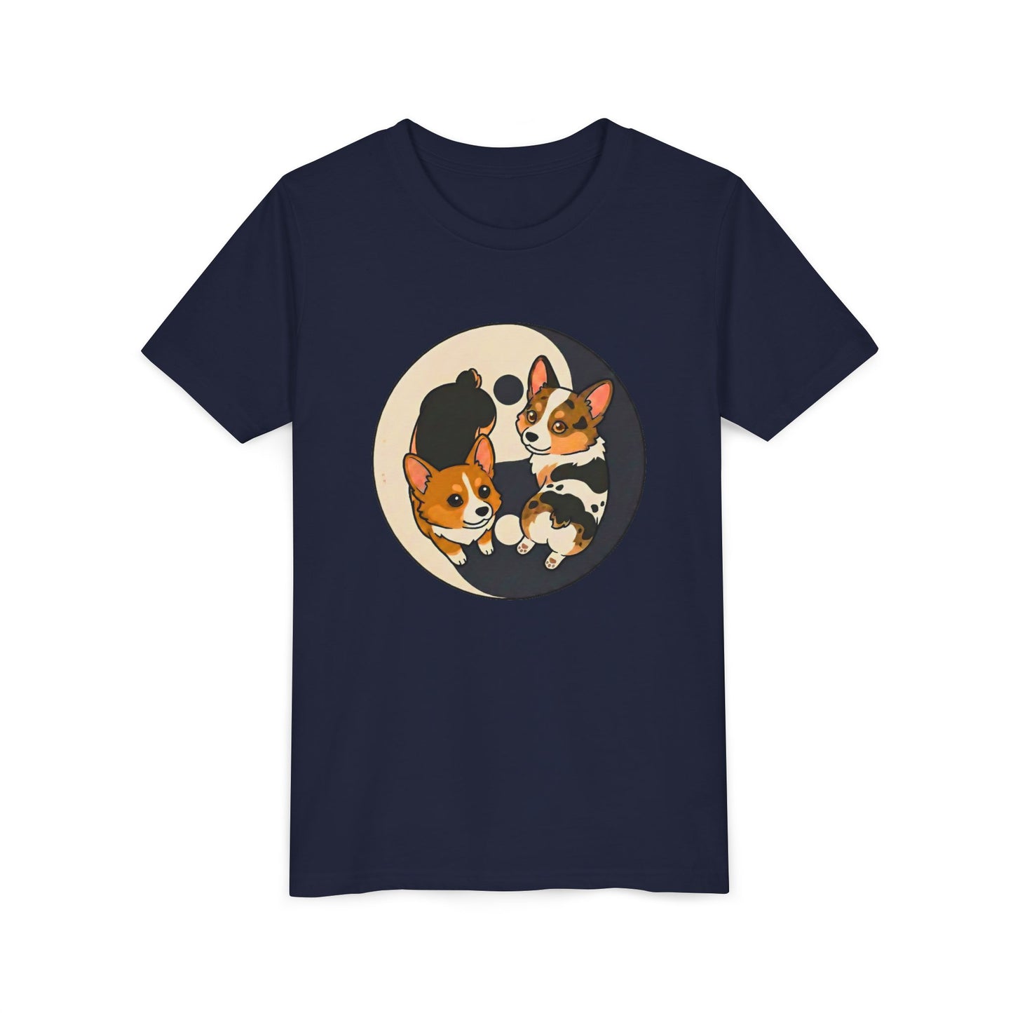 Kawaii Corgi Yin Yang Youth T-Shirt - Peanut Butter & Jelly