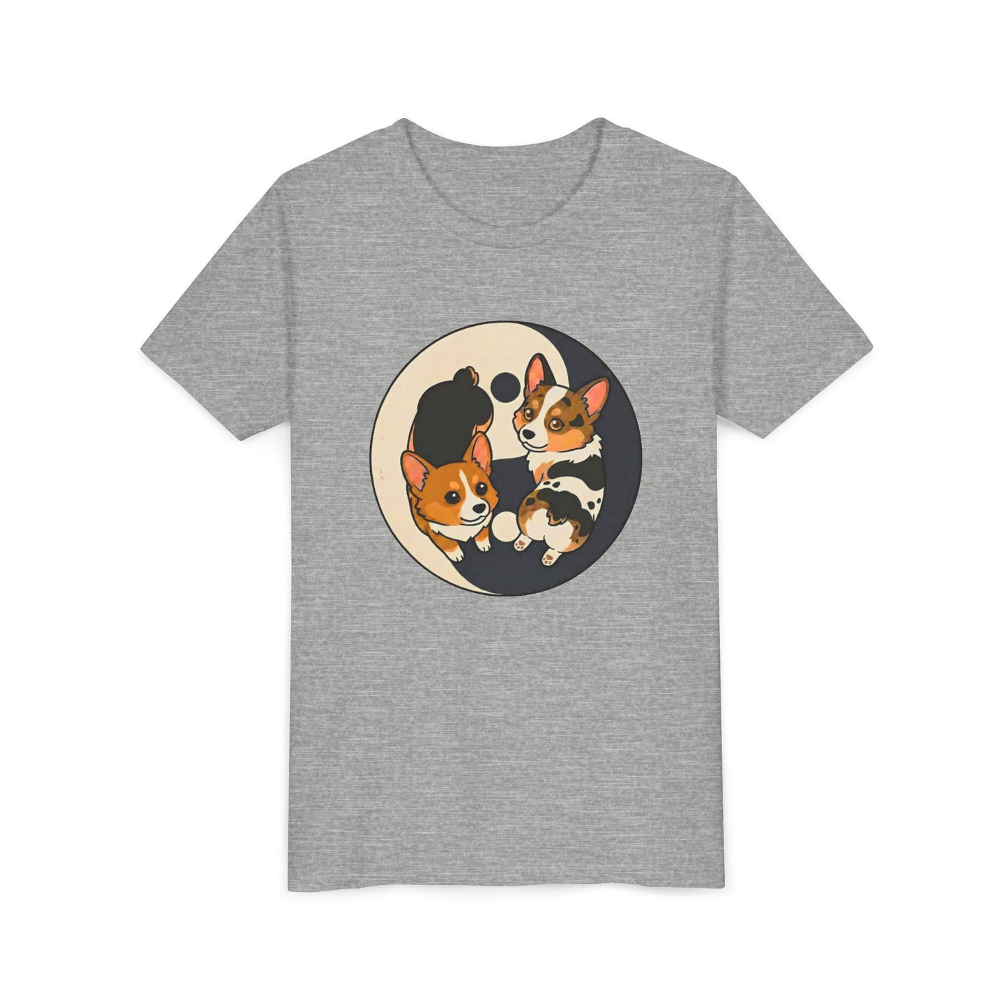 Kawaii Corgi Yin Yang Youth T-Shirt - Peanut Butter & Jelly