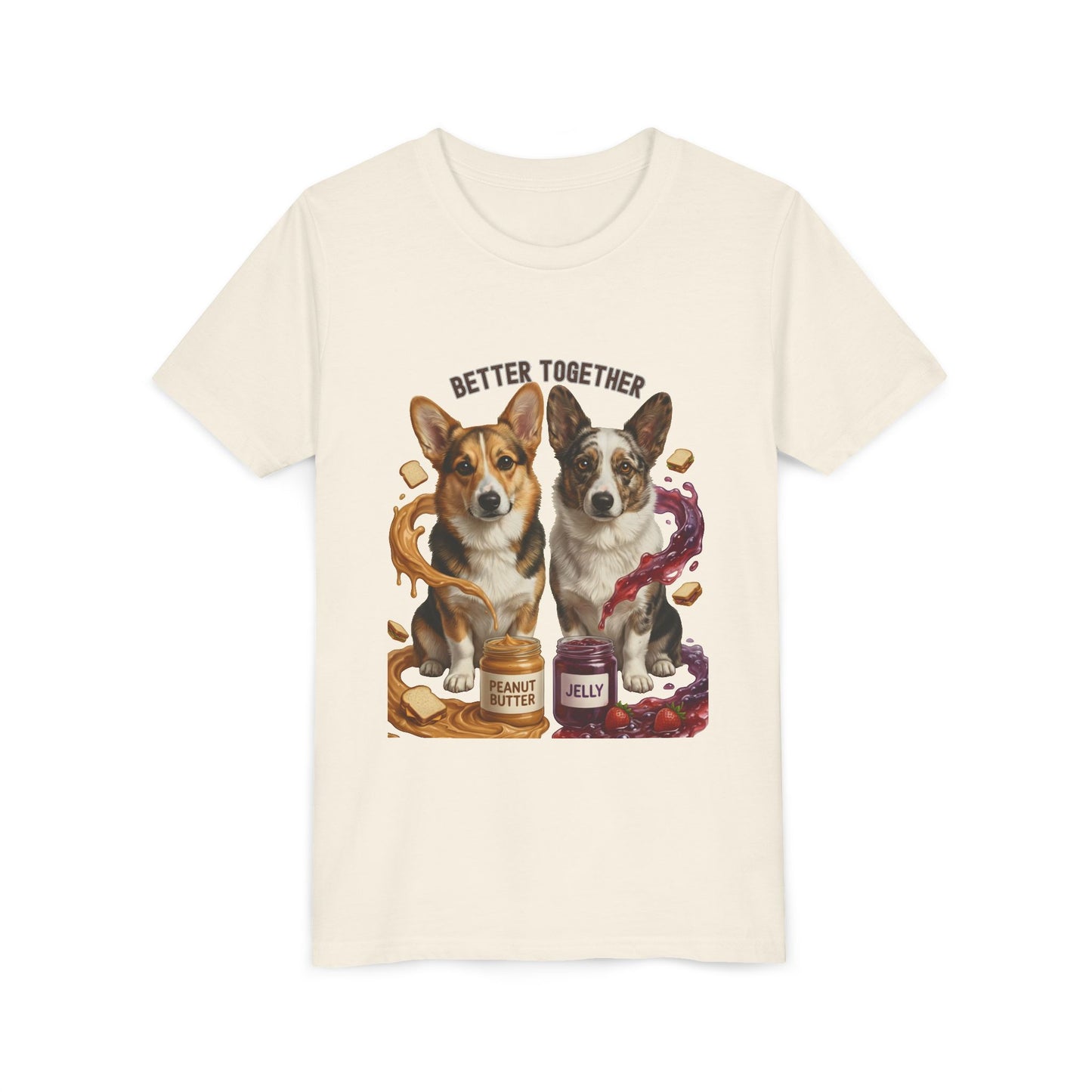 Better Together Corgi Kids T-Shirt - Peanut Butter & Jelly Youth Tee