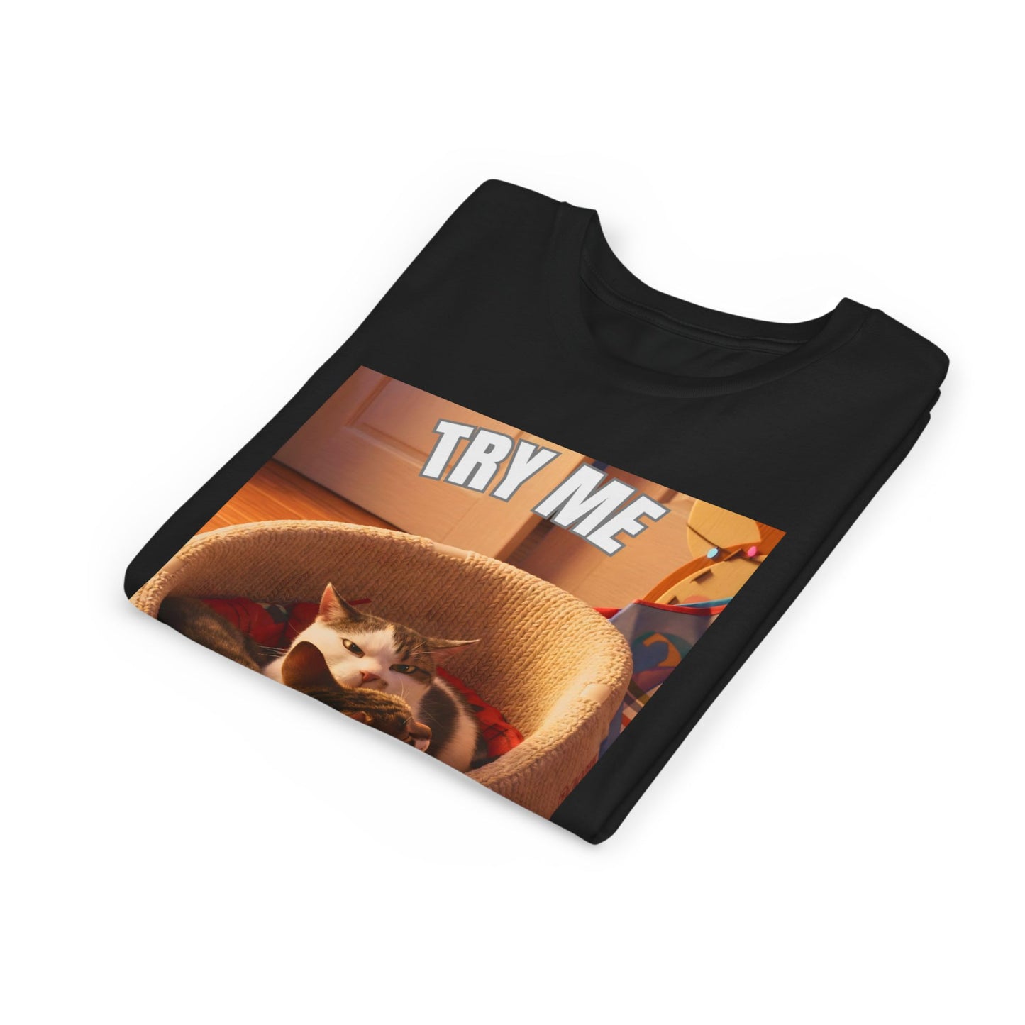 Try Me I Dare You Youth Cat T-Shirt - Funny Angry Cat Meme Tee