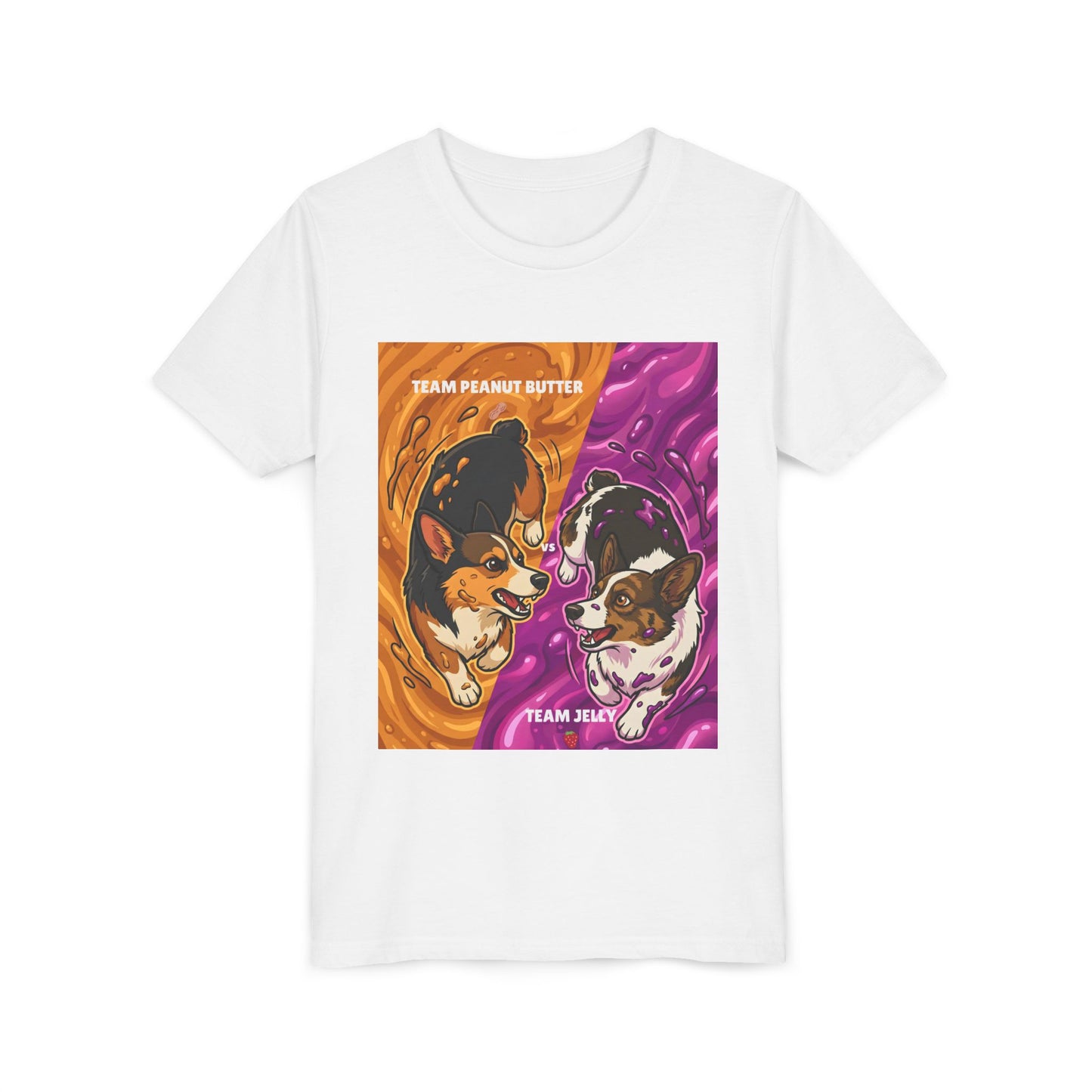 Youth Corgi T-Shirt - Team Peanut Butter vs Team Jelly