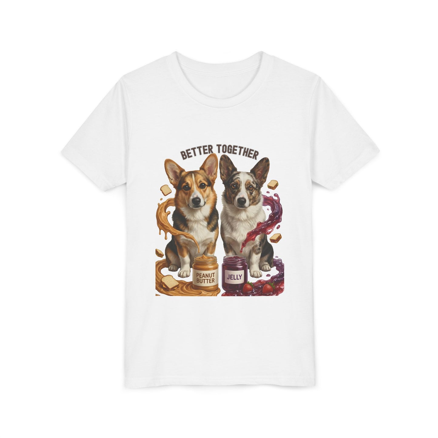 Better Together Corgi Kids T-Shirt - Peanut Butter & Jelly Youth Tee
