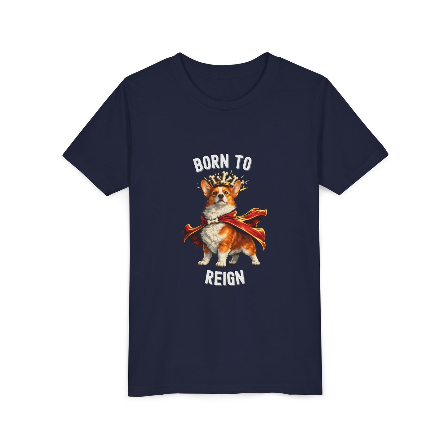 Red and White Pembroke Welsh Corgi Youth T-Shirt - Born to Reign